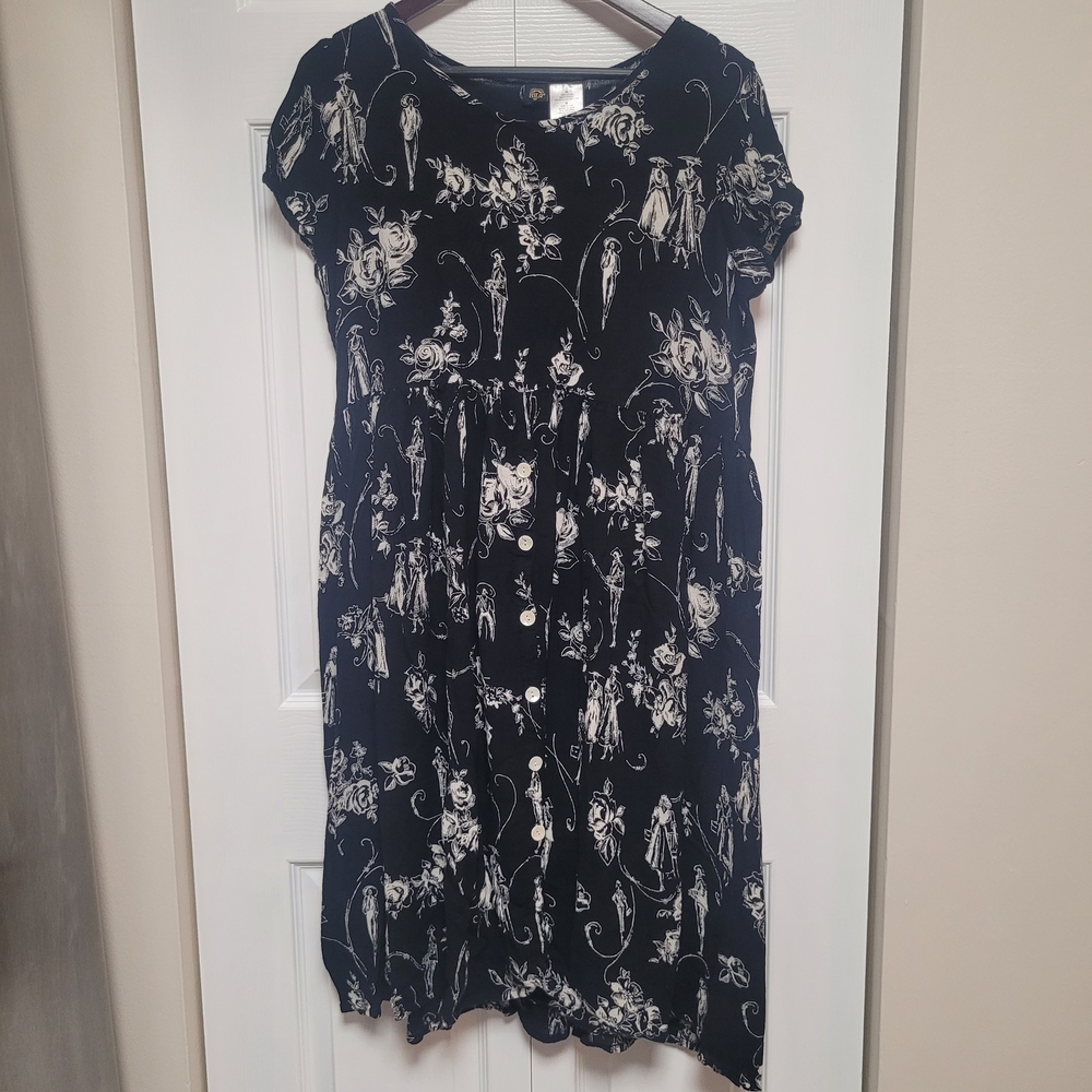 Bila Black White Patterned Dress Boho Flowy Lightweight Beach Summer